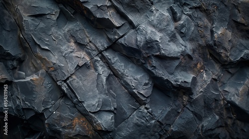 Close-up of dark stone texture showcasing rough, jagged edges and natural patterns.