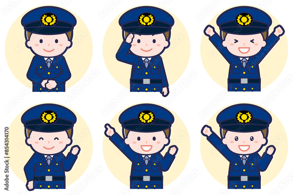 男性警察官のポーズセット_01 男性警察官のポーズセット_01
