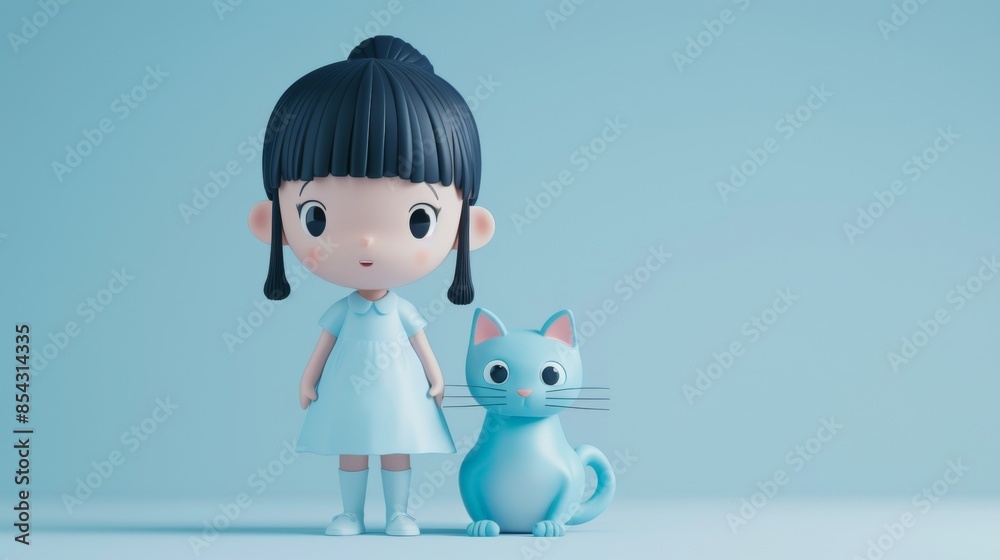 3D Vector illustration of cute cat 3D Vector illustration of cute cat