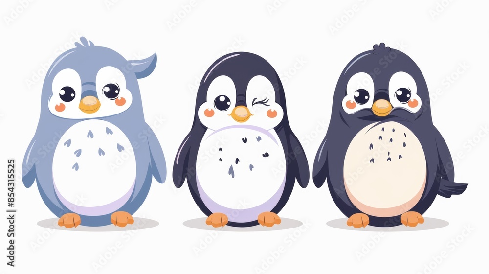 Naklejka premium Penguin. Flat vector illustration of cute animal. Baby nursery art.