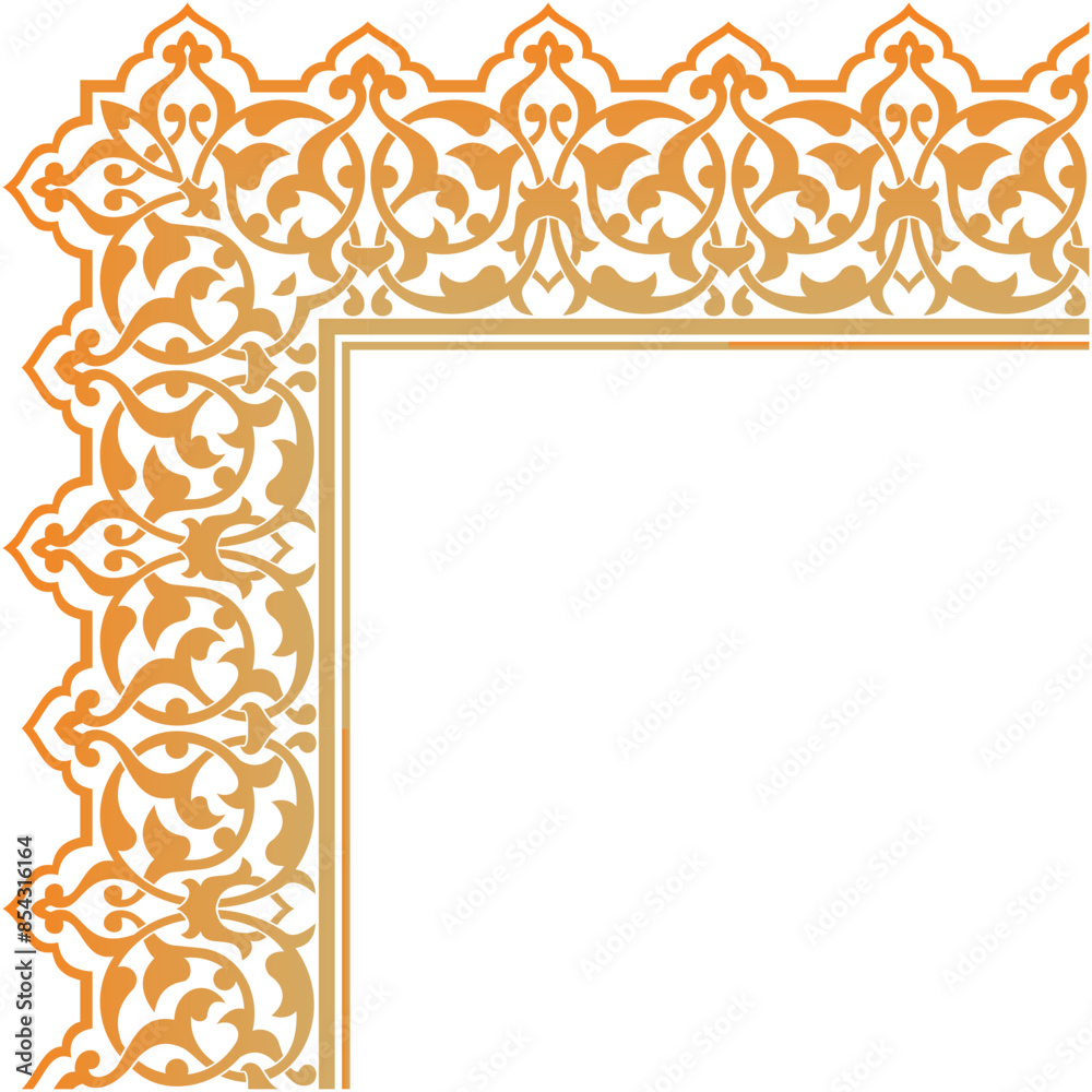 Vector illustration for ornamental design pattern on frame corner border. Suitable for