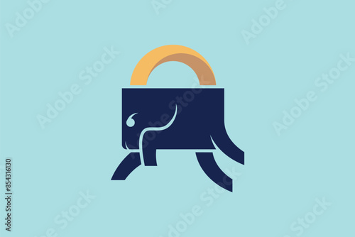 a goat shape integrated with a strong padlock shape. The goat's horns form the shackle of the lock, symbolizing protection and security. 
