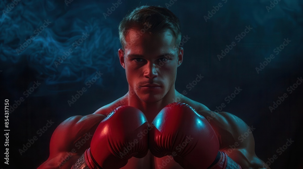 muscular young caucasian man wearing boxing gloves determined to face challenges headon aigenerated fitness portrait muscular young caucasian man wearing boxing gloves determined to face challenges headon aigenerated fitness portrait