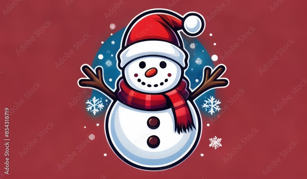snowman with hat and scarf and ornament merry chritmas snowman with hat and scarf and ornament merry chritmas
