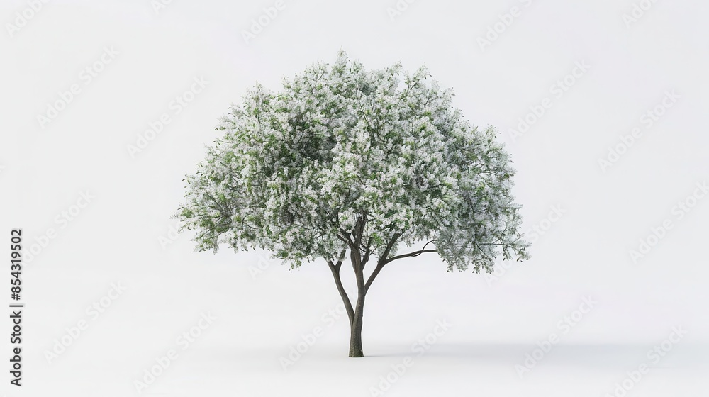 Fototapeta premium photorealistic 3d render of amelanchier tree isolated on white background 3d illustration