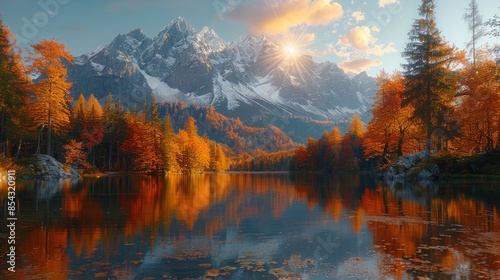 Autumn Reflections in a Mountain Lake