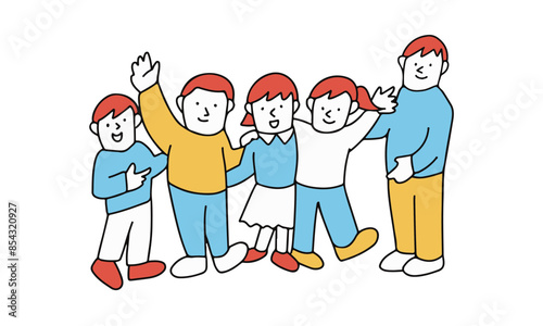 いろんな学年の子供たち　家族　多様性のイラスト
