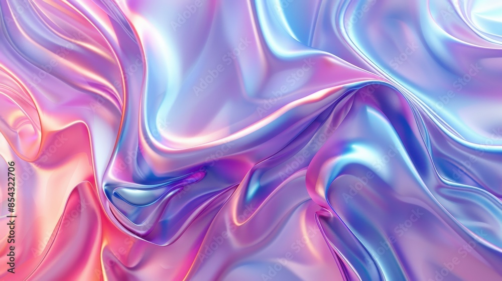 Silky smooth, iridescent fabric with swirling, undulating folds in vibrant pink, purple, and blue hues, creating a dreamy, fluid, and ethereal appearance. Silky smooth, iridescent fabric with swirling, undulating folds in vibrant pink, purple, and blue hues, creating a dreamy, fluid, and ethereal appearance.