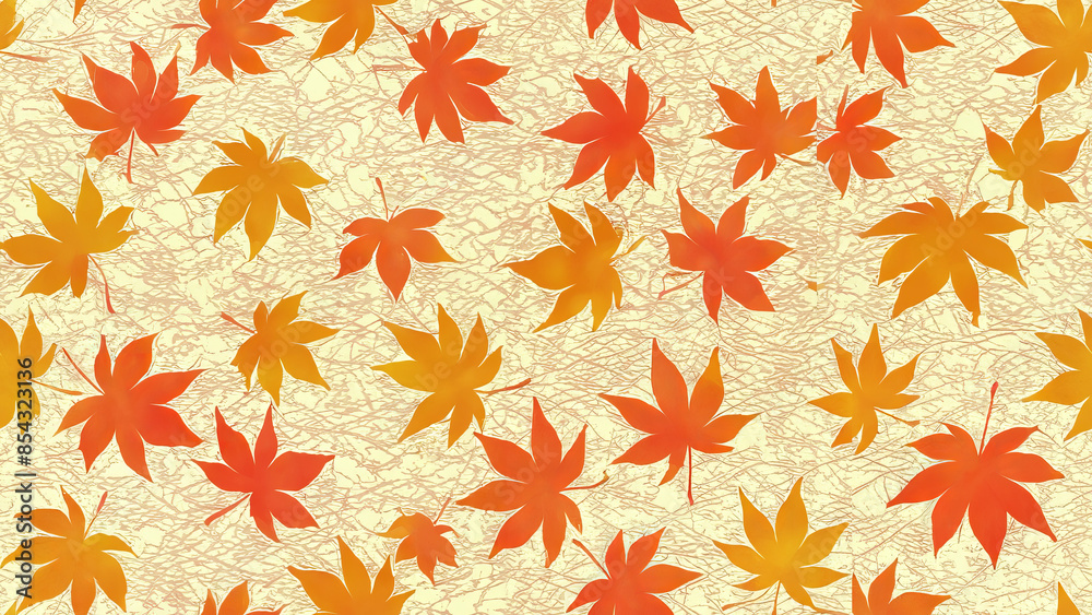 Fototapeta premium 秋の紅葉を散りばめた美しいパターン 繰り返し