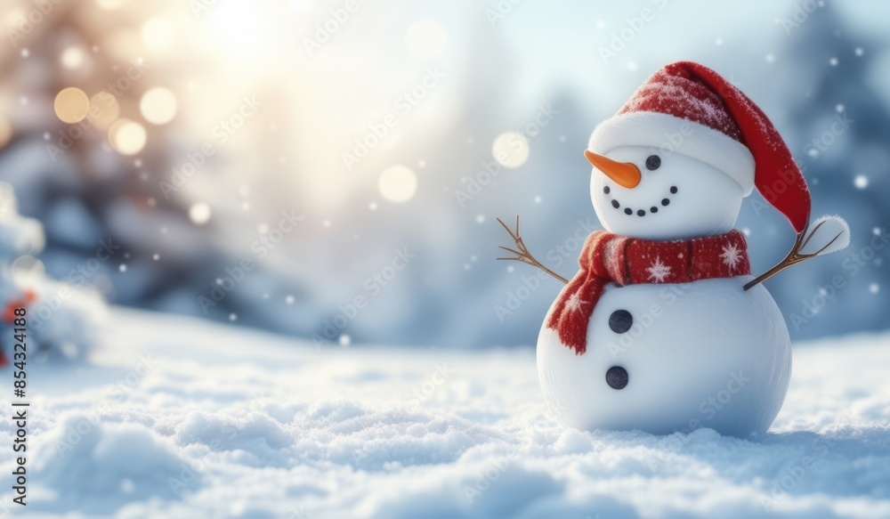 snowman on the snow background