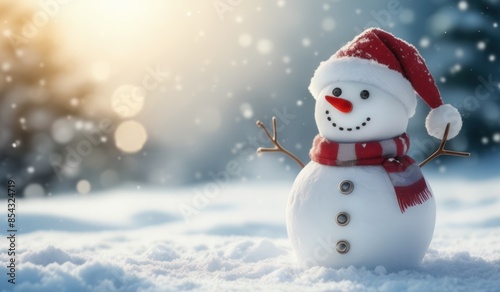 snowman on the snow background
