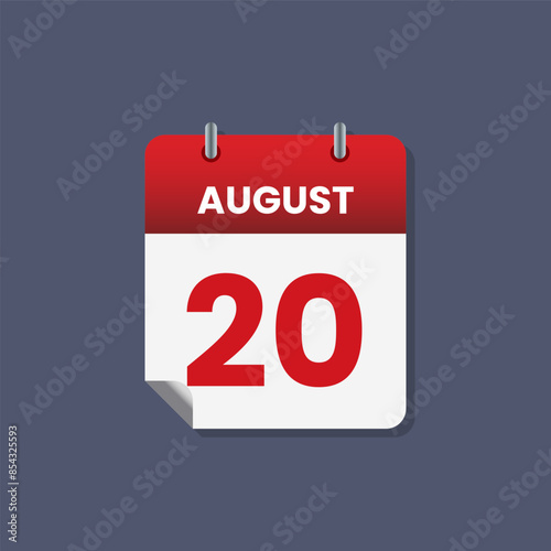 Calendar date month icon flat august vector