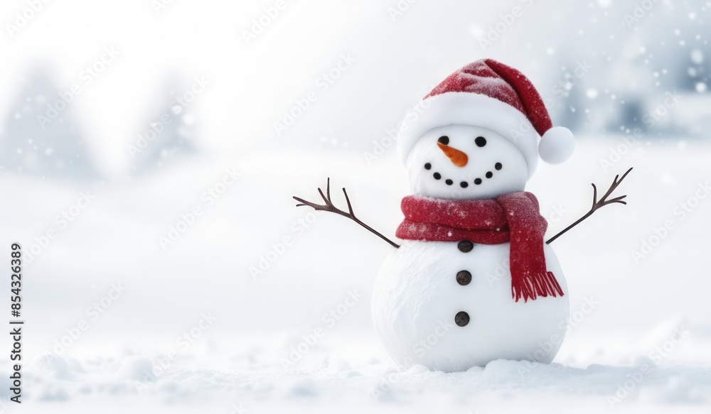 snowman with red hat and red scarf snowman with red hat and red scarf