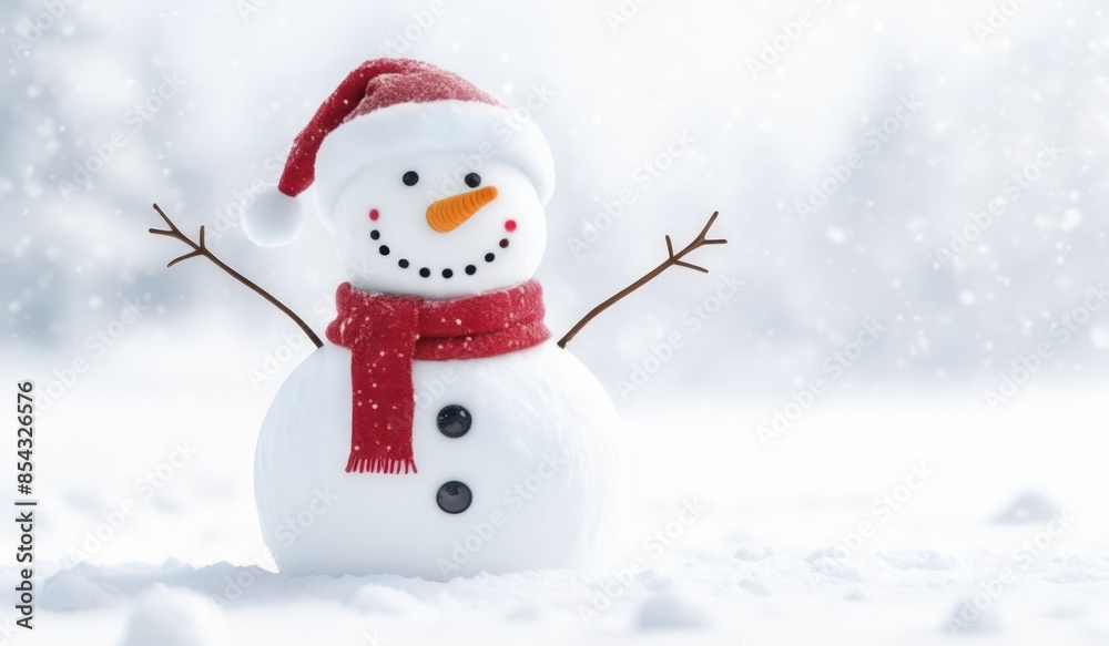 snowman with red hat and red scarf snowman with red hat and red scarf