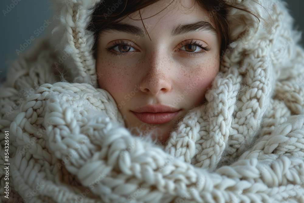 A person wearing a cozy oversized sweater on a chilly morning. Concept of warmth and comfort. Generative Ai. A person wearing a cozy oversized sweater on a chilly morning. Concept of warmth and comfort. Generative Ai.