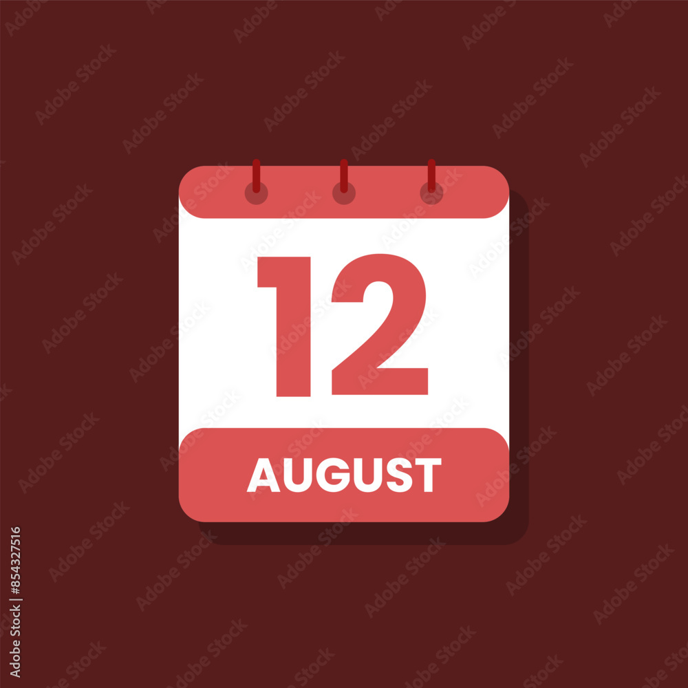 Calendar date month icon flat august vector Calendar date month icon flat august vector
