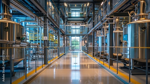 A high-tech bioreactor facility producing renewable bio-based chemicals photo