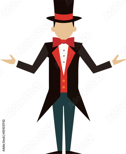 Illustration of a magician wearing a top hat and a tuxedo