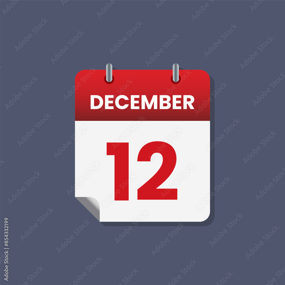 Calendar date month icon flat december vector Calendar date month icon flat december vector