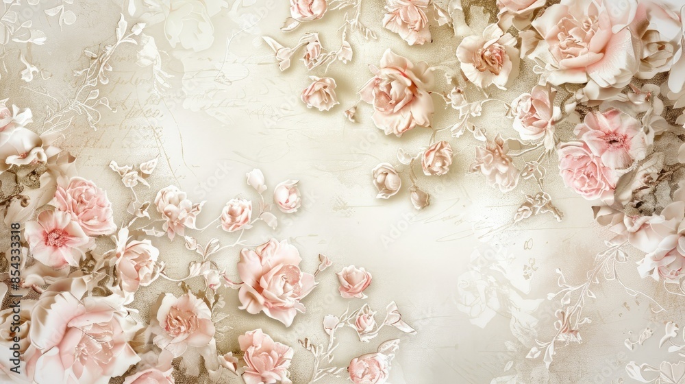 A card featuring ornate calligraphy and intricate floral patterns in a delicate, romantic style. A card featuring ornate calligraphy and intricate floral patterns in a delicate, romantic style.