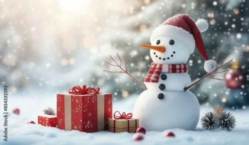 merry christmas tree with gifts and snowman. merry. red hat. smile. white. snow. happy. merry christmas tree with gifts and snowman. merry. red hat. smile. white. snow. happy.