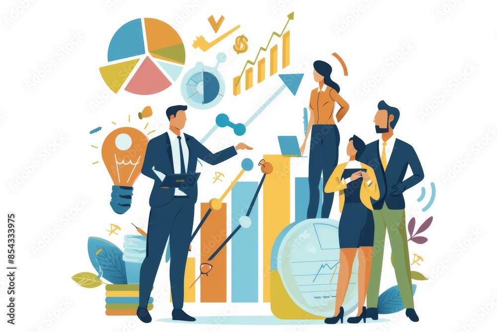 Fototapeta premium Conceptual Business Flat Illustration created with Generative AI