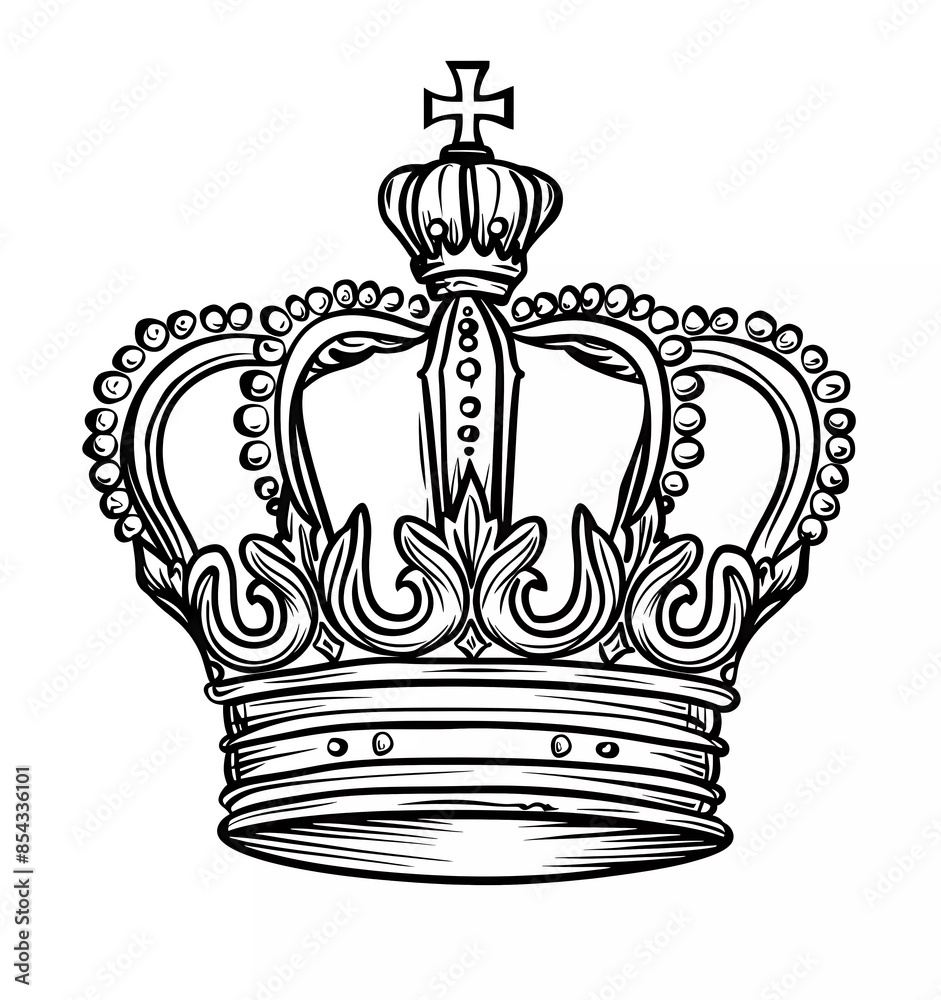 simple line art drawing of an antique crown on a white background. simple line art drawing of an antique crown on a white background.