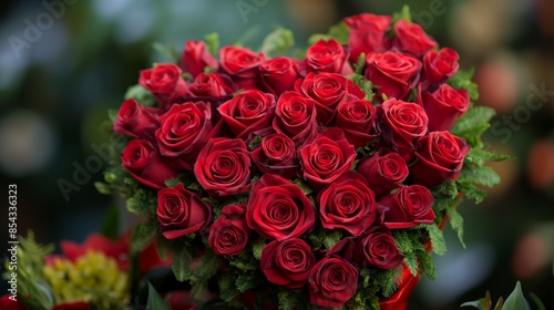 Heart-Shaped Bouquet of Red Roses