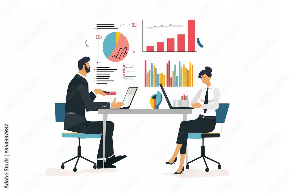Conceptual Business Flat Illustration created with Generative AI Conceptual Business Flat Illustration created with Generative AI