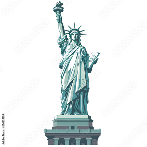 Cartoon Style Statue of Liberty Logo Illustration No Background Perfect for Print on Demand 