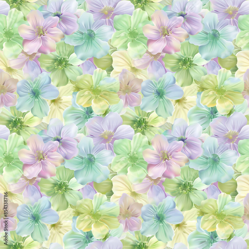 Floral variety color, form natural, seamless fabric pattern.