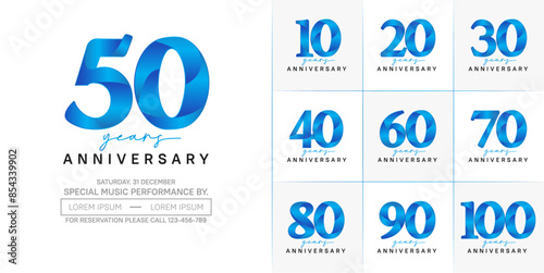 anniversary logotype set vector, blue and black color for special day celebration