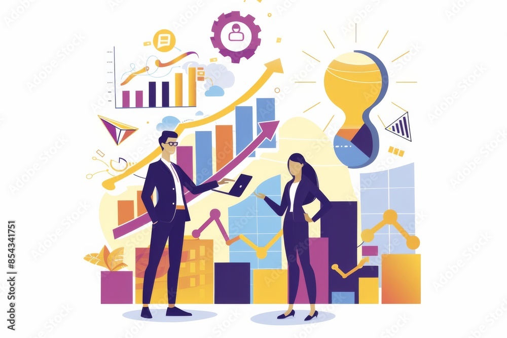 Conceptual Business Flat Illustration created with Generative AI