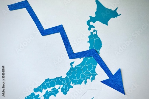 Canvastavla 日本の不況やデフレのイメージと下がる矢印