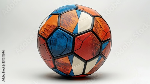 A colorful soccer ball with the letters B and W on it photo