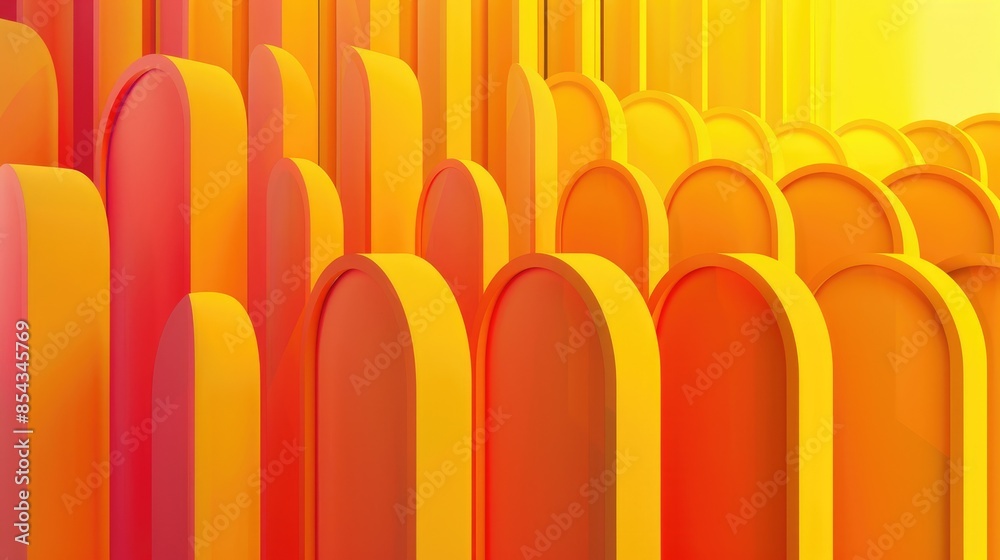 Obraz premium Yellow abstract design featuring vertical rounded stripes with gradient