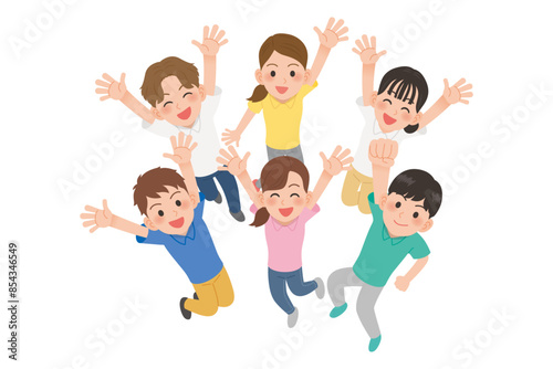 ジャンプしているポロシャツの人