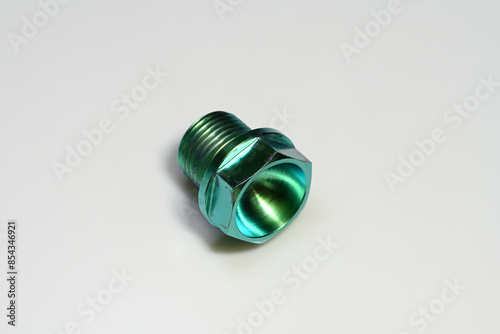 Durable Green Anodized Ti-6Al-4V Titanium bolt. Vibrant Green Anodized Titanium Bolt Picture.