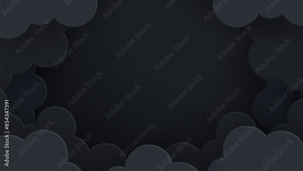 Dark cloud background in paper cut style. This vector illustration features layered black clouds, perfect for dramatic and moody designs. Ideal for posters, banners, and digital art. Dark cloud background in paper cut style. This vector illustration features layered black clouds, perfect for dramatic and moody designs. Ideal for posters, banners, and digital art.
