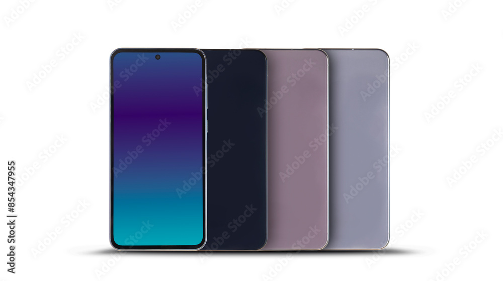 Smartphone front and back colors view on white background Smartphone front and back colors view on white background