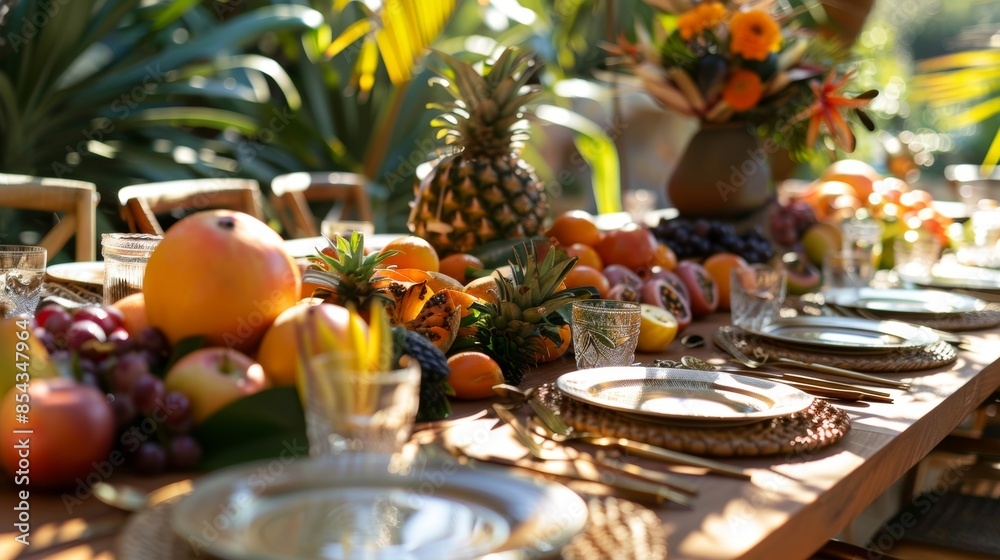 A bright welcoming setting with tropical fruits and carving tools tered across the tables inviting visitors to explore their creativity. A bright welcoming setting with tropical fruits and carving tools tered across the tables inviting visitors to explore their creativity.