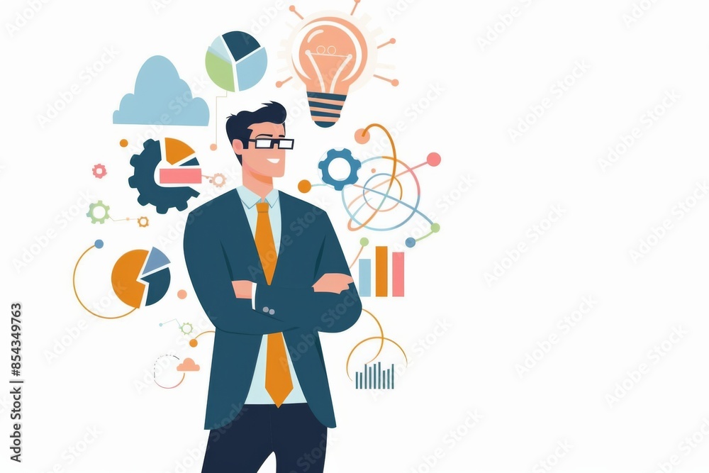 Conceptual Business Flat Illustration created with Generative AI Conceptual Business Flat Illustration created with Generative AI