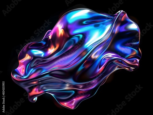 Abstract, metallic-looking fluid in vibrant shades of purple, blue, and pink, creating a dynamic and futuristic effect.