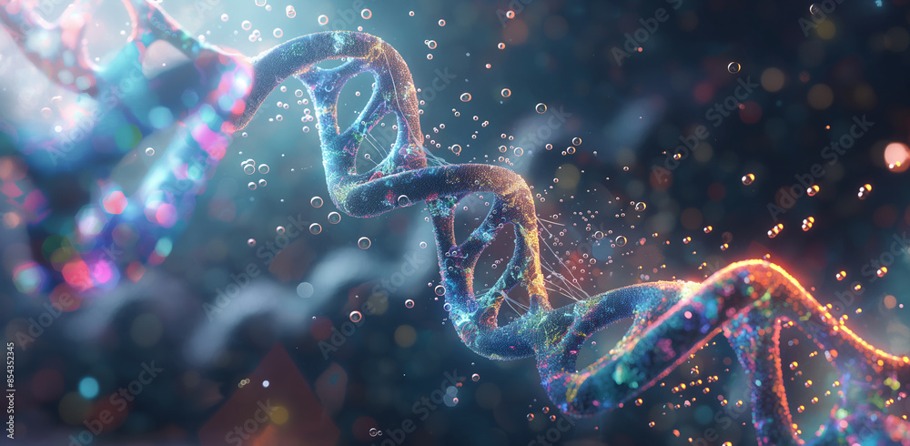 Colorful DNA Helix with Glowing Particles
Colorful DNA Helix with Glowing Particles