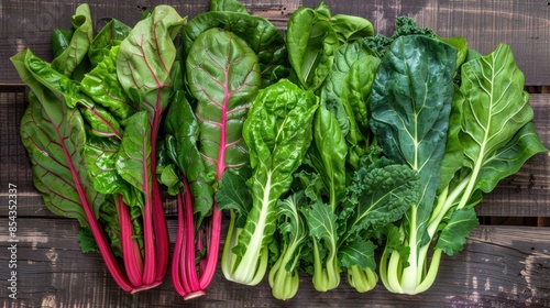 Leafy Greens: Spinach, kale, and Swiss chard are high in vitamins, minerals, and fiber, promoting overall health photo