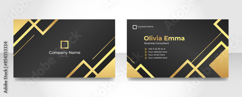 Abstract black gold luxury horizontal business card, Luxury blue and gold business design template