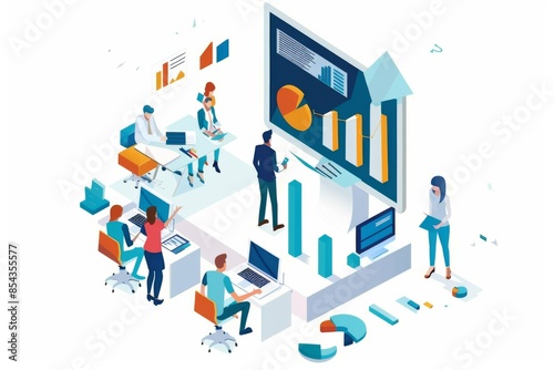 Conceptual Business Flat Illustration created with Generative AI