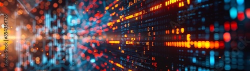 Wallpaper Mural A dynamic and vibrant digital data stream with glowing high-tech interface elements, representing advanced technology and data processing. Torontodigital.ca