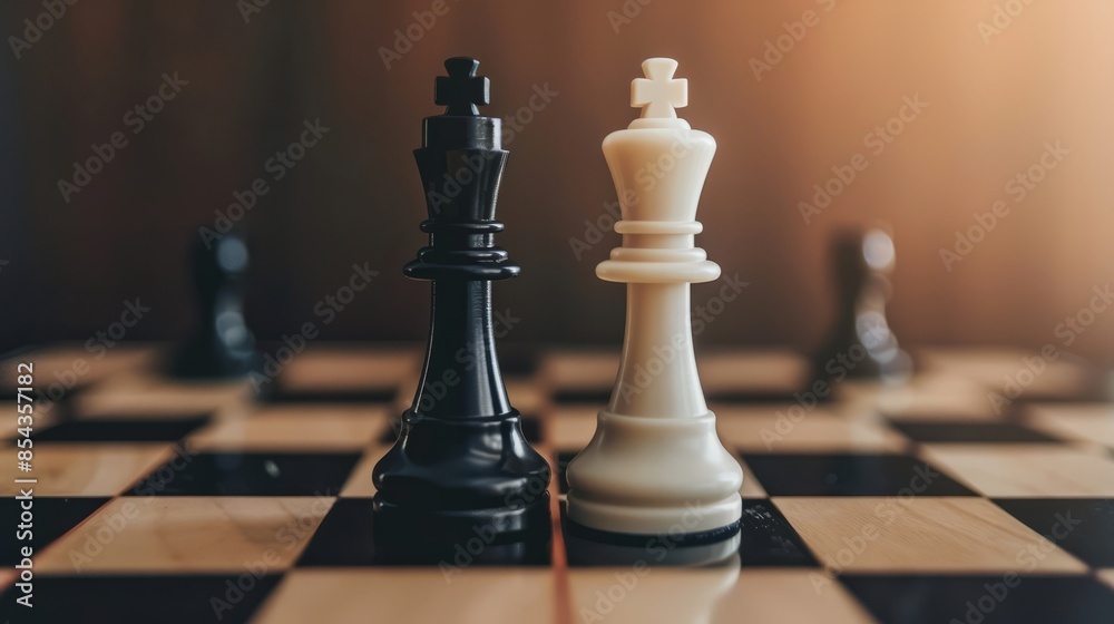 The competition challenge of business by chessboard. solution strategy game concept. Decision by leadership battle of intelligence and management for team success. Opportunity of move to the winner.