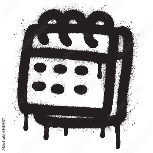 Spray Painted Graffiti calendar icon Sprayed isolated with a white background.